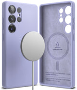Galaxy S25 Ultra Case | Silicone Magnetic - Lavender silicone phone case with magnetic charger and interior suede lining.
