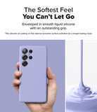 [Bundle] Galaxy S25 Ultra | Silicone Magnetic - Hand holding a lavender silicone phone case next to liquid silicone.