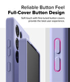 Galaxy S25 Ultra Case | Silicone Magnetic - Close-up of a lavender phone case highlighting tactile button covers.