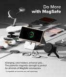 Galaxy S25 Ultra Case | Silicone Magnetic - Phone in a magnetic case charging on a stand surrounded by MagSafe accessories.