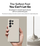 [Bundle] Galaxy S25 Ultra | Silicone Magnetic - Galaxy S25 Ultra | Silicone Magnetic - Hand holding a beige silicone phone case next to liquid silicone pouring.