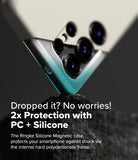 Galaxy S25 Ultra Case | Silicone Magnetic - Smartphone corner hitting a rock, highlighting dual-layer PC and silicone protection.