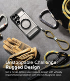 Galaxy S25 Ultra Case | UX Magnetic - Clear phone case with magnetic ring and kickstand, surrounded by climbing gear.