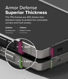 Galaxy S25 Ultra Case | UX Magnetic - Comparison showing 2.0mm UX case frame thickness versus 1.4mm standard case.