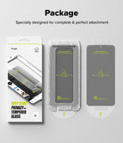 Galaxy S25 Screen Protector | Easy Slide Privacy Tempered Glass - Galaxy S25 Screen Protector - Retail box and two Easy Slide privacy tempered glass installation trays with pull tabs.