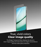 Galaxy S25 Screen Protector | Easy Slide Tempered Glass - A clear glass screen protector hovering above a smartphone.