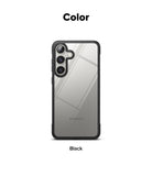 Galaxy S25 Case | Fusion Bold - Black Samsung Galaxy S25 phone case with a clear back and black frame against a white background.