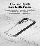 Galaxy S25 Case | Fusion Bold - A clear phone case with a bold black matte frame centered among many transparent cases.