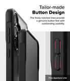 Galaxy S25 Case | Fusion Bold - Close-up of phone case buttons with textured sides and highlighted fine aperture lines for tactile feel.