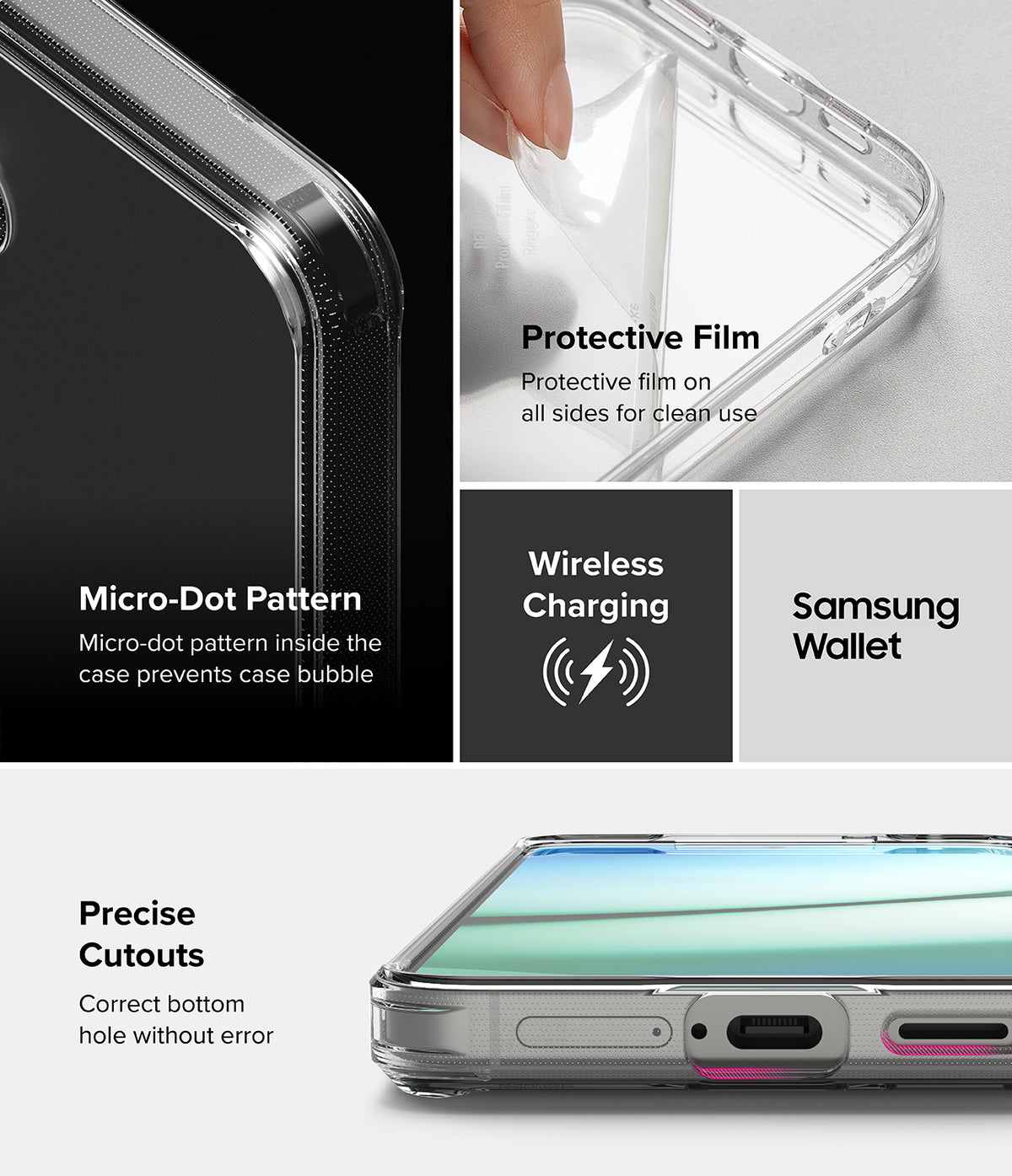 Galaxy S25 Case | Fusion Matte - Features micro-dot pattern, protective film, wireless charging, and precise port cutouts.