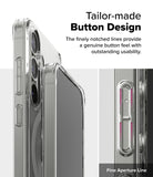 Galaxy S25 Case | Fusion Magnetic - Close-up of a clear phone case highlighting the notched, tactile button design.