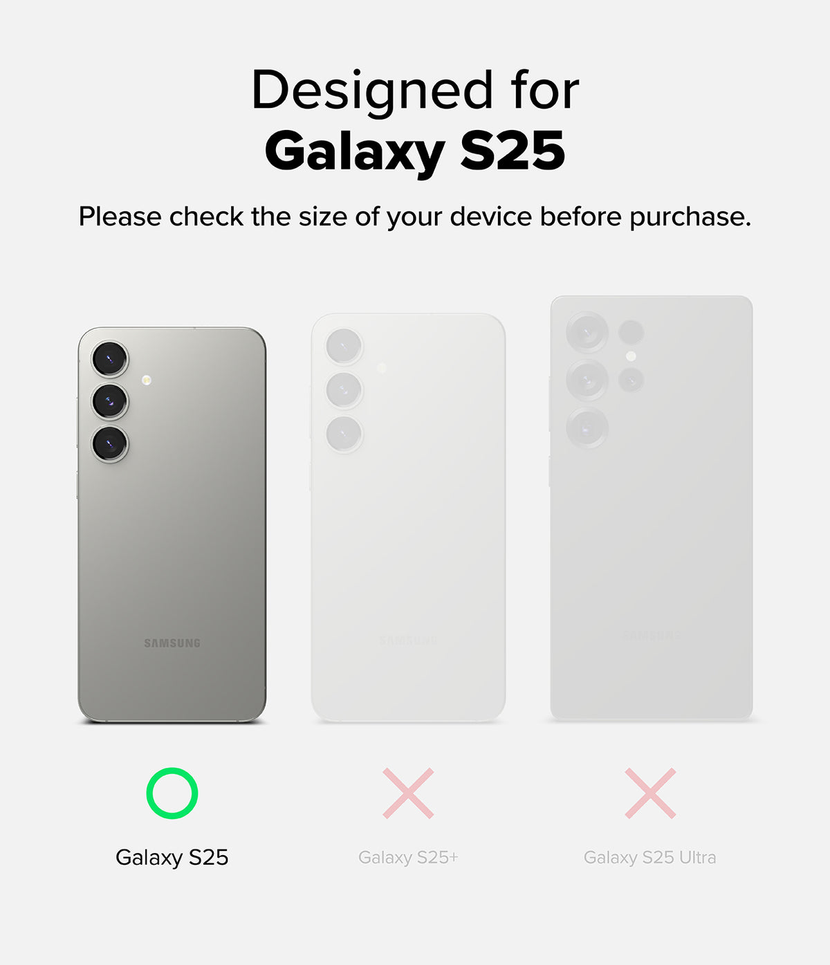 [Bundle] Galaxy S25 | Fusion Magnetic - Comparison showing Galaxy S25 is compatible, while S25+ and S25 Ultra are not.