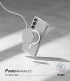 [Bundle] Galaxy S25 | Fusion Magnetic - Bundle Galaxy S25 | Fusion Magnetic - Clear phone case with magnetic ring charging on a Galaxy S25 against a gray background.