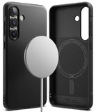 Galaxy S25 Case | Onyx Magnetic - Black textured phone case showing exterior camera cutouts and interior magnetic ring.