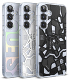 Galaxy S25 Plus Case | Fusion Design - Three clear phone cases featuring Seoul-themed map and typography designs.