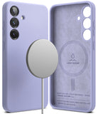 Galaxy S25 Case | Silicone Magnetic - Lavender silicone phone case with magnetic charger and interior suede lining.