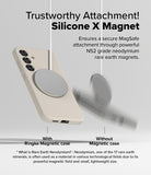[Bundle] Galaxy S25 | Silicone Magnetic - Comparison showing a magnetic charger securely attached to a phone case versus falling off.