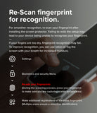 Galaxy S25 Plus Screen Protector | Easy Slide Privacy Tempered Glass - Galaxy S25 Plus Screen Protector - Instructions for re-scanning fingerprints on a smartphone after protector installation.
