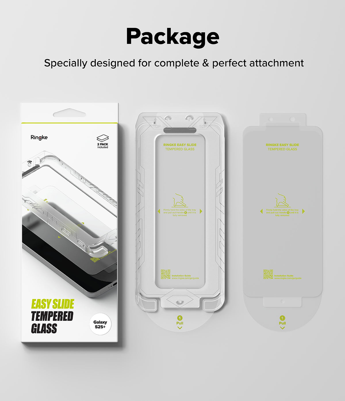 [Bundle] Galaxy S25 Plus | Silicone Magnetic - Ringke Easy Slide tempered glass screen protector kit with two-pack.