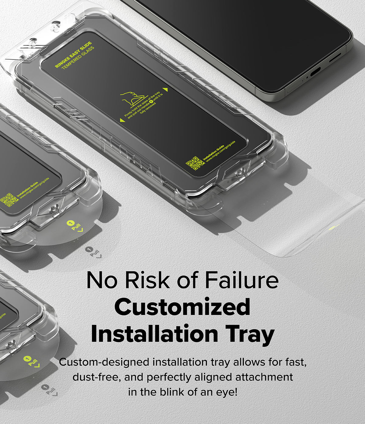 [Bundle] Galaxy S25 Plus | Silicone Magnetic - Galaxy S25 Plus | Silicone Magnetic - Tempered glass screen protector with an easy-slide installation tray for a smartphone.