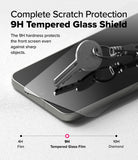 [Bundle] Galaxy S25 | Fusion Magnetic - A metal key resting on a smartphone screen protected by a 9H tempered glass shield.