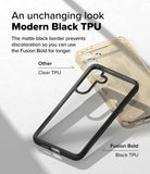 Galaxy S25 Plus Case | Fusion Bold - Comparison of a yellowed clear case and a clean Fusion Bold case with black TPU.