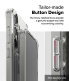 Galaxy S25 Plus Case | Fusion Card - Close-up of a clear phone case highlighting the tactile, notched button design.