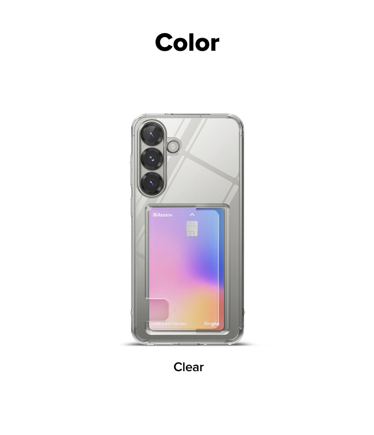 Galaxy S25 Plus Case | Fusion Card - Clear phone case with a card slot holding a colorful gradient credit card.