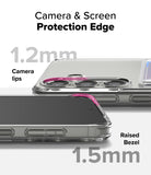 Galaxy S25 Plus Case | Fusion Card - Clear phone case showing 1.2mm camera lips and 1.5mm raised screen bezel protection.