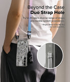 Galaxy S25 Plus Case | Fusion Design - Phone case with map pattern, dual strap holes, and colorful lanyard attachment.