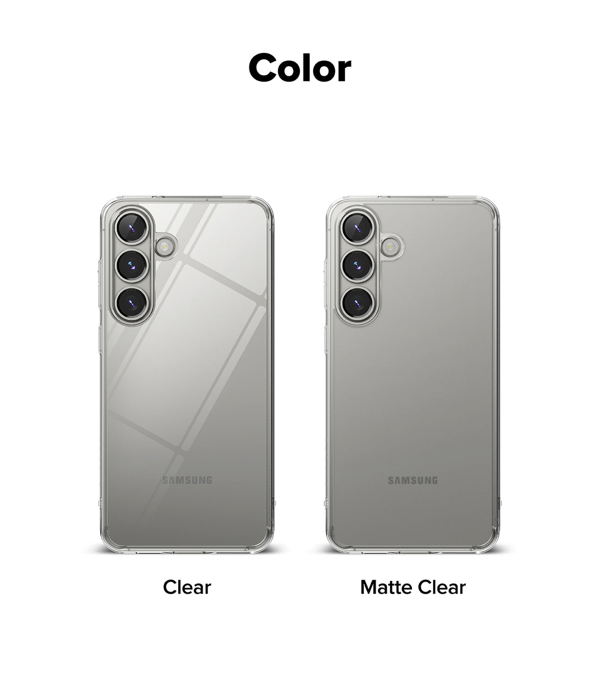 Galaxy S25 Plus Case | Fusion Matte - Comparison of glossy clear and matte clear phone cases for Galaxy S25 Plus.