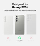 Galaxy S25 Plus Case | Fusion Matte - Comparison of S25, S25+, and S25 Ultra phones with a green checkmark for the S25+ model.