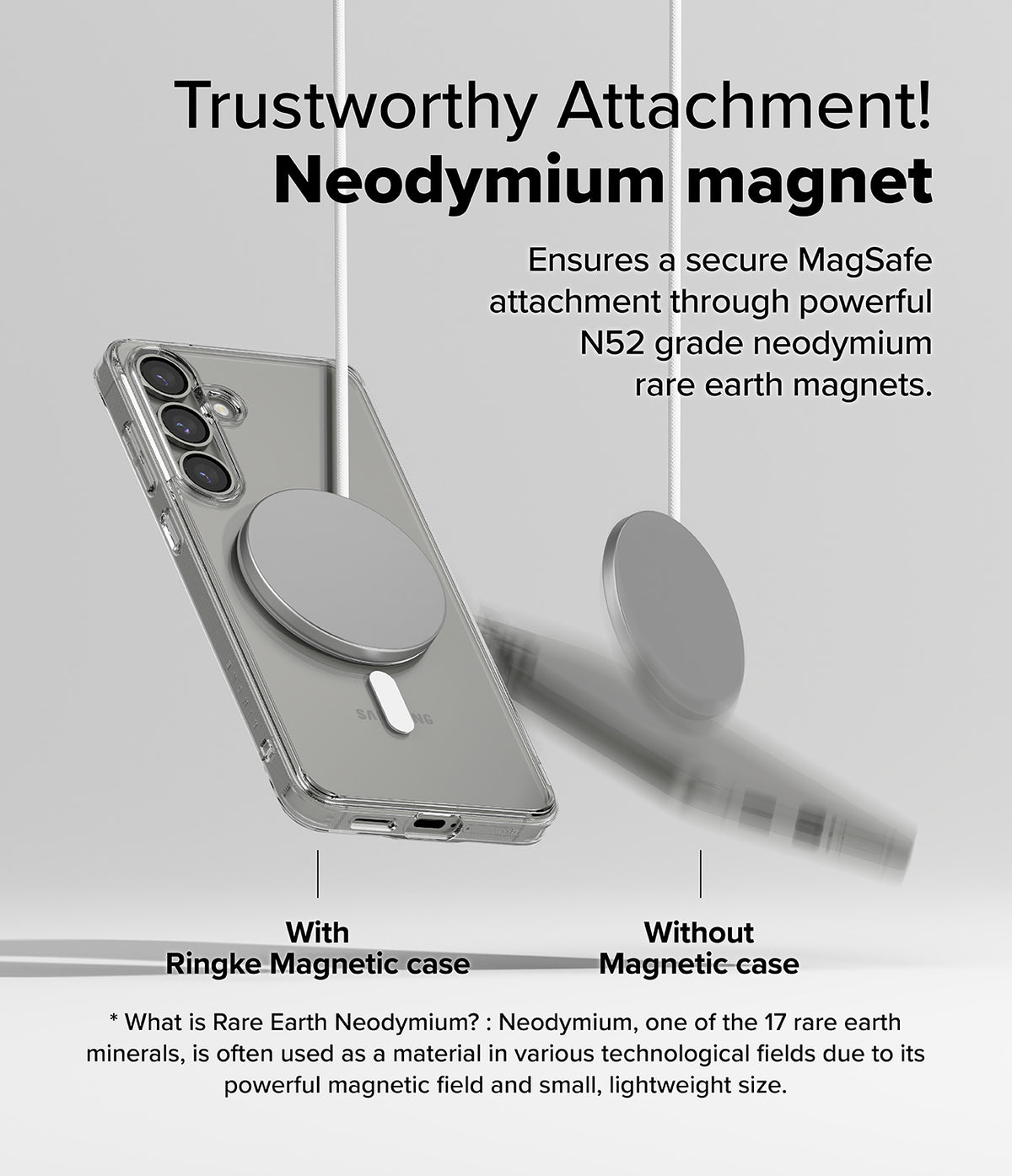 [Bundle] Galaxy S25 | Fusion Magnetic - Galaxy S25 | Fusion Magnetic - Comparison showing a phone with a magnetic case securely attached versus one without.