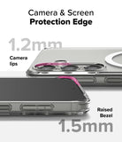 Galaxy S25 Plus Case | Fusion Magnetic - Clear phone case highlighting 1.2mm camera lips and 1.5mm raised screen bezels.