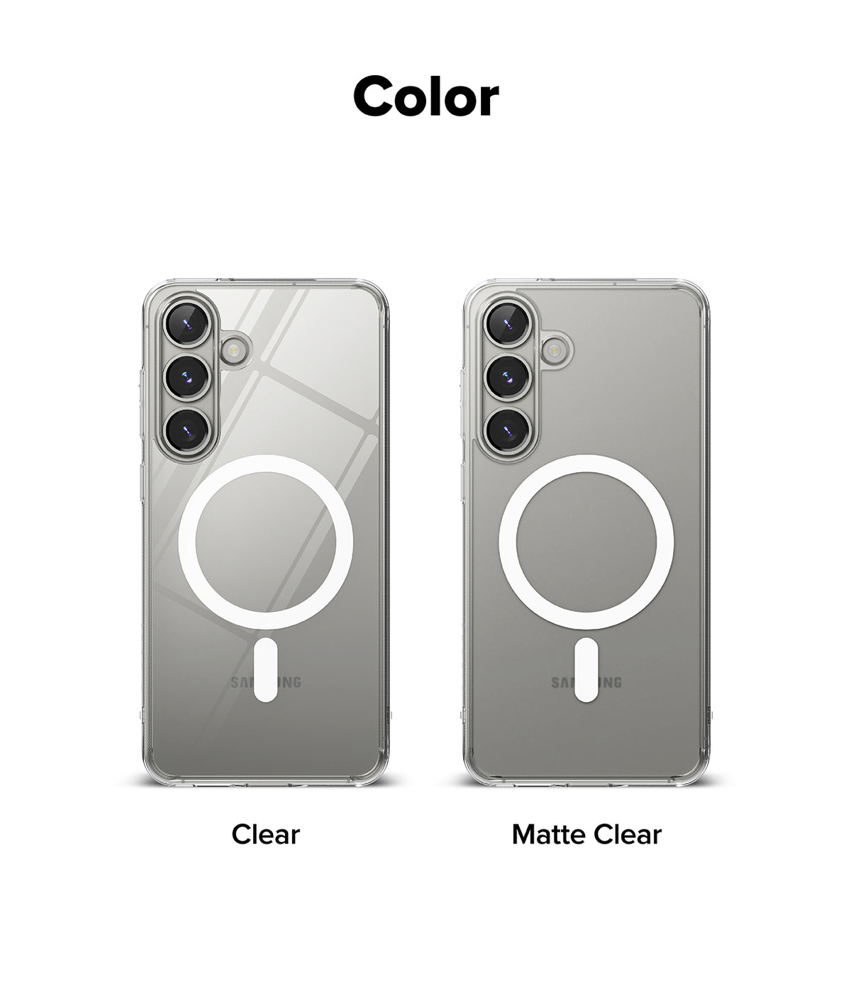 Galaxy S25 Plus Case | Fusion Magnetic Matte - Comparison of Clear and Matte Clear magnetic phone cases for Galaxy S25.