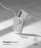 [Bundle] Galaxy S25 Plus | Fusion Magnetic - Galaxy S25 Plus | Fusion Magnetic - Clear phone case on a Galaxy S25 Plus magnetically attached to a wireless charger.