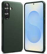 Galaxy S25 Plus Case | Onyx - Dark green textured phone case shown from the back and front with a light blue screen.