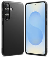 Galaxy S25 Plus Case | Onyx - Matte black textured phone case shown from back and front views on a Galaxy S25 Plus.