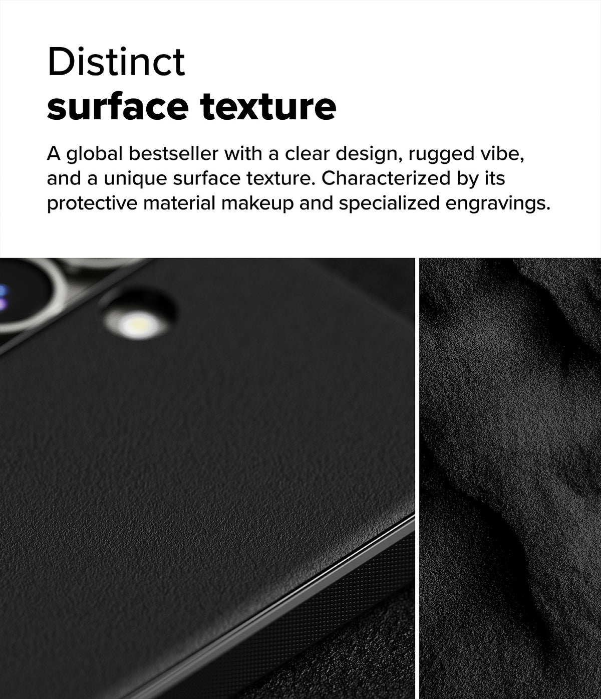 [Bundle] Galaxy S25 Plus | Onyx Magnetic - Close-up of a black phone case with a rugged, textured surface and camera cutout.