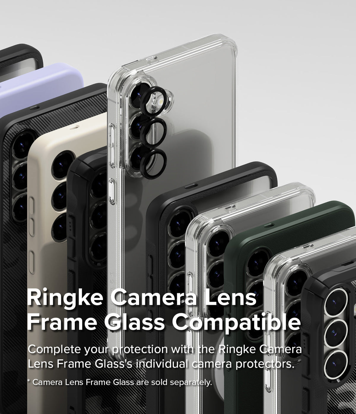 Galaxy S25 Plus Case | Silicone Magnetic - Multiple phone cases in various colors with individual camera lens protectors.
