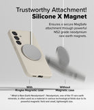 [Bundle] Galaxy S25 Plus | Silicone Magnetic - Comparison showing a magnetic accessory securely attached to a phone case.