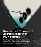 Galaxy S25 Plus Case | Silicone Magnetic - Smartphone corner resting on a rock, highlighting the protective frame.