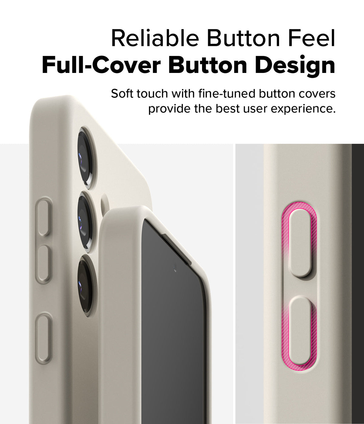 Galaxy S25 Plus Case | Silicone Magnetic - Close-up of phone case buttons with highlighted, responsive covers.