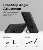 [Bundle] Galaxy S26 Ultra | Alles - Black phone case with a 360-degree rotating kickstand shown in landscape and portrait.