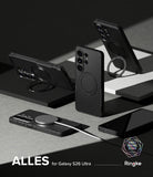 [Bundle] Galaxy S26 Ultra | Alles - Black Galaxy S26 Ultra cases with integrated ring stands and magnetic charging on a geometric display.