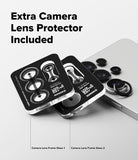 [Bundle] Galaxy S26 Ultra | Silicone Magnetic - Two camera lens protector frames and individual lens covers for a phone.