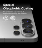 Galaxy S26 Ultra | Camera Lens Frame Glass - Galaxy S26 Ultra | Camera lens protectors on a smartphone back, highlighting oleophobic coating and anti-fingerprint tech.