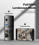 Galaxy S26 Ultra Screen Protector | Easy Slide Privacy Tempered Glass - Galaxy S26 Ultra Screen Protector - Phone in portrait mode with privacy filter versus landscape mode with clear view.