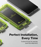 [Bundle] Galaxy S26 Ultra | Fusion Design Magnetic - Galaxy S26 Ultra | Fusion Design Magnetic - A neon green installation tray for applying a screen protector to a phone.