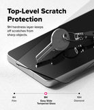 [Bundle] Galaxy S26 Ultra | Fusion - A metal key resting on a smartphone screen protector, demonstrating 9H hardness scratch resistance.